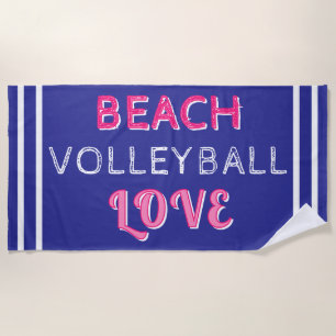 Rosa Tiefblaue Strand-Volleyball-Liebe Strandtuch