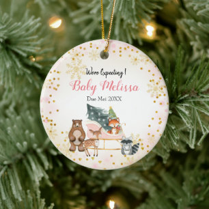 Rosa Tier erwarten wir von den Eltern Pinienbäume Keramik Ornament