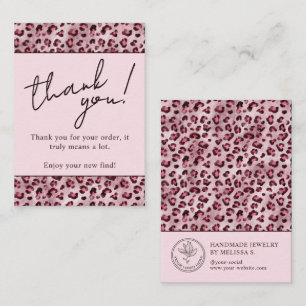 Rosa Tier Leopard Druck Danke für Ihre Bestellung Visitenkarte