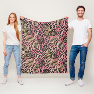 Rosa Tierdruck-Fusion - Nahtloses Muster Fleecedecke