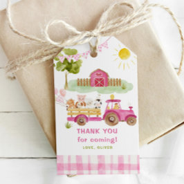 Rosa Tiere Mädchen Geburtstagsparty Geschenkanhänger