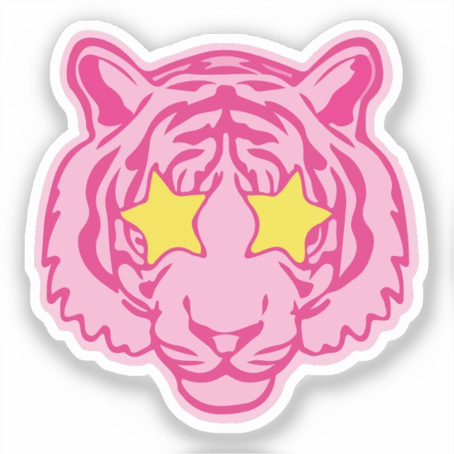Rosa Tiger Aufkleber (Vorderseite)