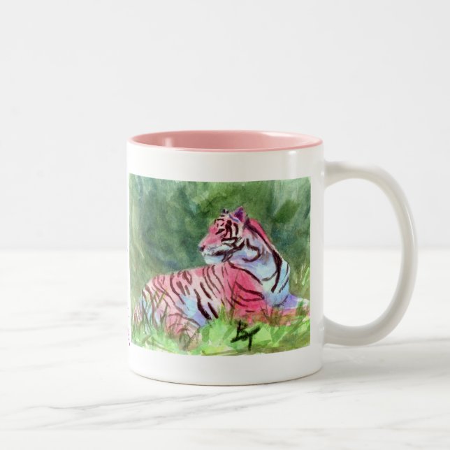 Rosa Tiger-Tasse Zweifarbige Tasse (Rechts)