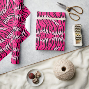 Rosa Tiger-Tierhaut-Musterdesign  Geschenkpapier