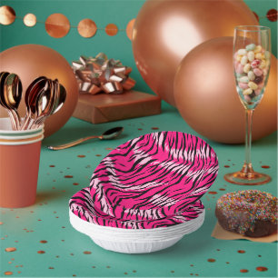 Rosa Tiger-Tierhaut-Musterdesign Pappteller