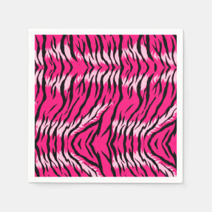 Rosa Tiger-Tierhaut-Musterdesign Serviette