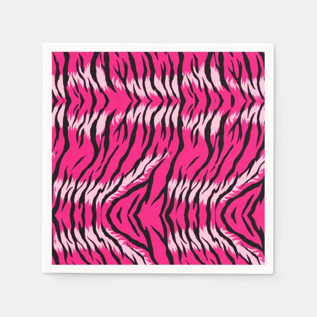 Rosa Tiger-Tierhaut-Musterdesign  Serviette (Vorderseite)