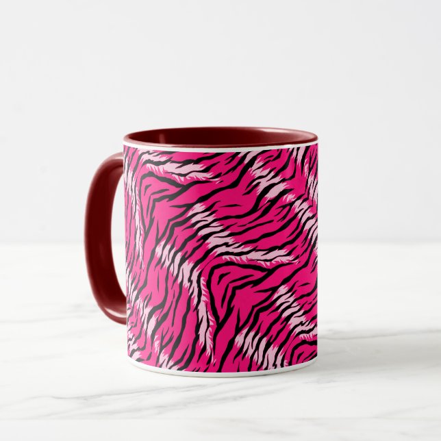 Rosa Tiger-Tierhaut-Musterdesign  Tasse (Vorderseite Links)