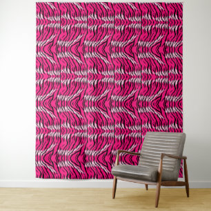 Rosa Tiger-Tierhaut-Musterdesign Wandteppich