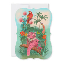 Rosa Tiger und Parrot Tropischer Dschungel