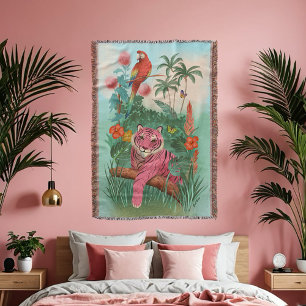 Rosa Tiger und tropischer Parrot-Dschungel Decke