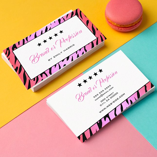 Rosa Tigermuster Stilvolles Elegant Visitenkarte (Von Creator hochgeladen)