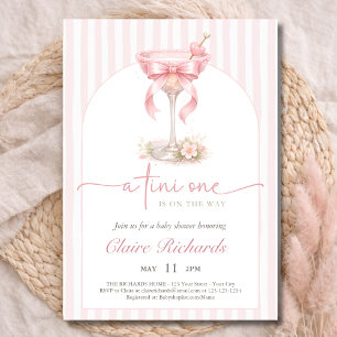 Rosa Tini One Is On The Way Baby Shower Gebogen  Einladung