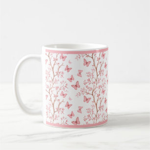 Rosa Tintenblumen-Mumie mit Umrandung Kaffeetasse