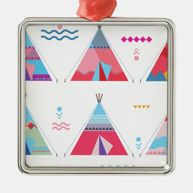 Rosa Tipi Ornament Aus Metall (Vorne)