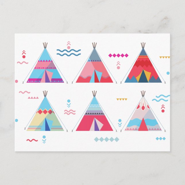 Rosa Tipi Postkarte (Vorderseite)