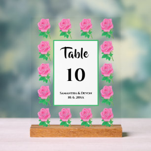 Rosa Tischnummer-Acrylschild Acrylschild