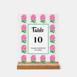 Rosa Tischnummer Akryllische Beschriftung Acrylschild