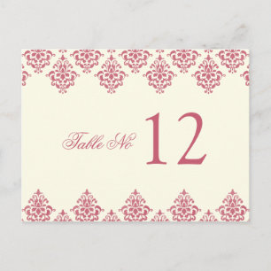 Rosa Tischnummer Ivory Arabesque Damask Card