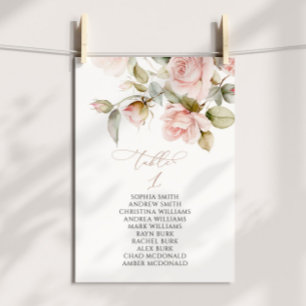 Rosa Tischnummer und Grünpflanzen 1 Sitzplan