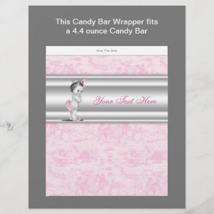 Rosa Toile Baby Shower Süßigkeiten-Riegel-Verpacku Flyer