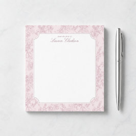 Rosa Toile-Blumen-Notizblock Notizblock