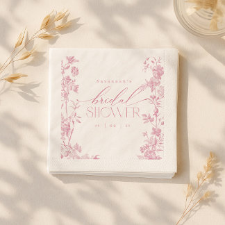 Rosa Toile Brautjungfern-Party Servietten | Vintag