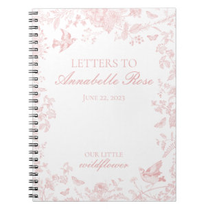 Rosa Toile De Jouy Blumen Buchstaben zum Geburtsta Notizblock