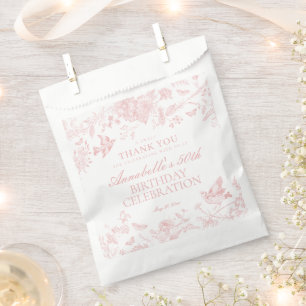 Rosa Toile De Jouy Blumendessert zum Geburtstag Geschenktütchen