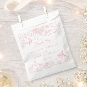 Rosa Toile De Jouy Blumige Hochzeitsdesserts Geschenktütchen