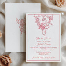 Rosa Toile de Jouy Brautparty-Einladung