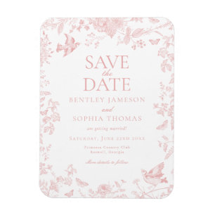 Rosa Toile De Jouy Französische Blumige Save the D Magnet