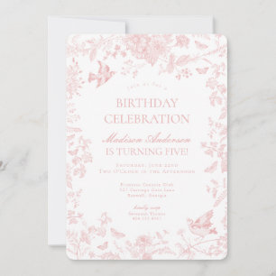 Rosa Toile De Jouy Französische Florale Geburtstag Einladung