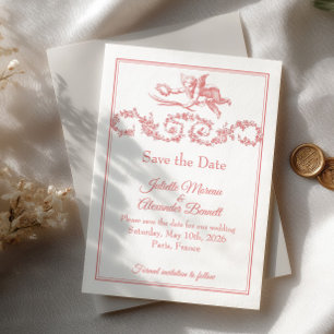 Rosa Toile de Jouy Paris Save the Date Karte