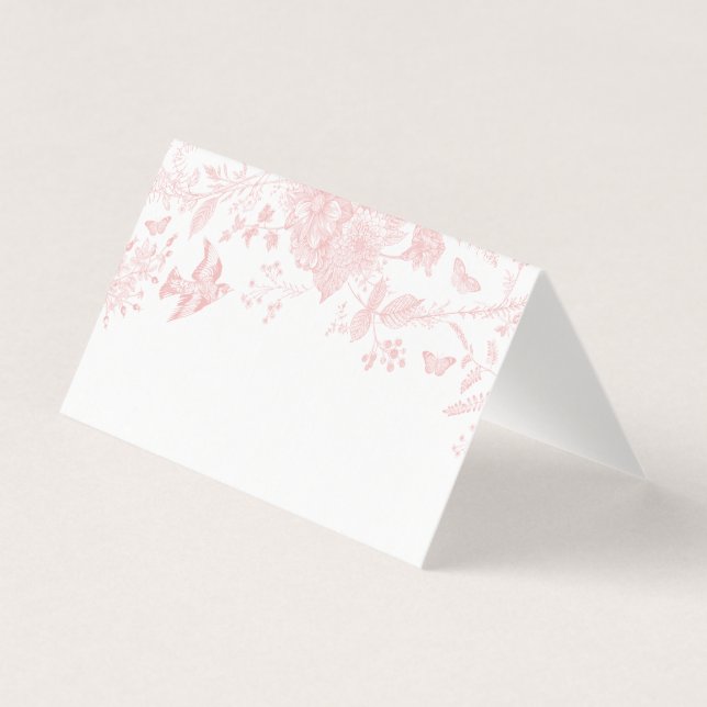 Rosa Toile De Jouy Platzkarte Tischdekoration (Vorderseite)