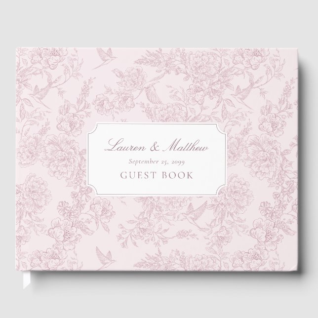 Rosa Toile Hochzeitsgästebuch Gästebuch (Vorderseite)