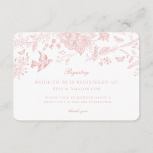 Rosa Toile Jouy Registrierungskarte Einladung Eins