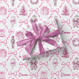Rosa Toile-Nussknacker-Geschenkpapier Weihnachten Geschenkpapier