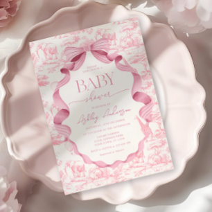 Rosa Toile Safari Baby Shower Einladung