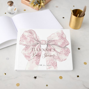 Rosa Toile-Schleife Mädchen Baby Shower Gästebuch