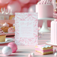 Rosa Toilette und Bows Kinderdusche Einladung