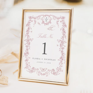 Rosa Toiletten-Hochzeitstisch-Nummernkarte Chinois Tischnummer
