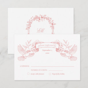 Rosa Toiletten-Vögel Hochzeit RSVP Karte