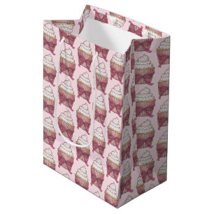 Rosa Törtchen-Schleife-Streusel Hochzeit Brautpart Mittlere Geschenktüte
