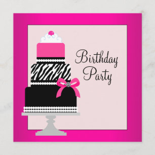 Rosa Torte Cupcake Geburtstagsfeier Einladung