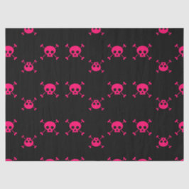 Rosa Totenkopf mit gekreuzter Knochen auf Seidenpapier