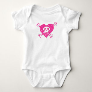 Rosa Totenkopf mit gekreuzter Knochen Baby Strampler