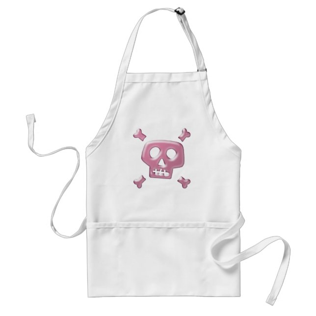 Rosa Totenkopf mit gekreuzter Knochen Schürze (Vorne)