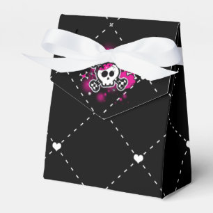 Rosa Totenkopf- und Herzpartygeschenkboxen Geschenkschachtel