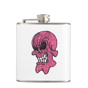 Rosa Totenkopf-Vinyl-umwickelte Flasche Flachmann